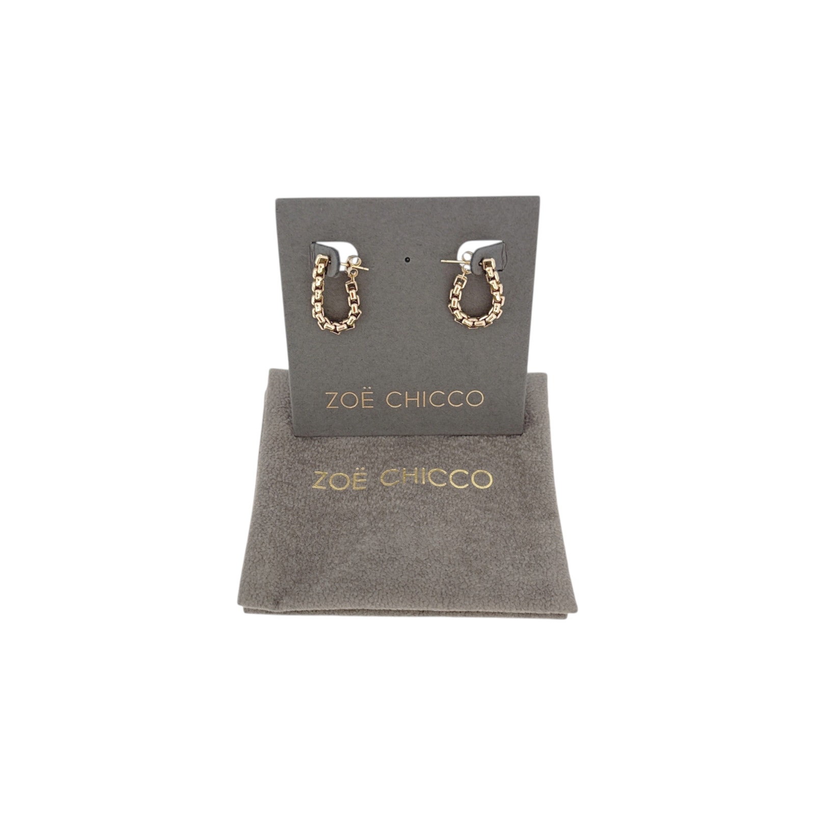 Zoe Chicco 14k Gold Large Box Chain Huggie Earrings — image 5 of 8